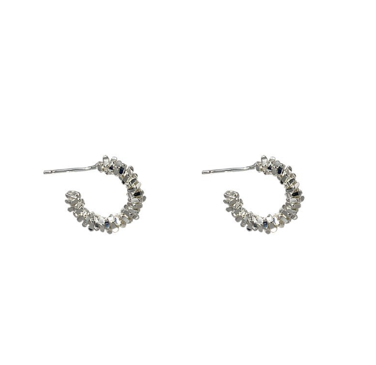 [MonoGleam]C-Shaped Sterling Silver Earrings