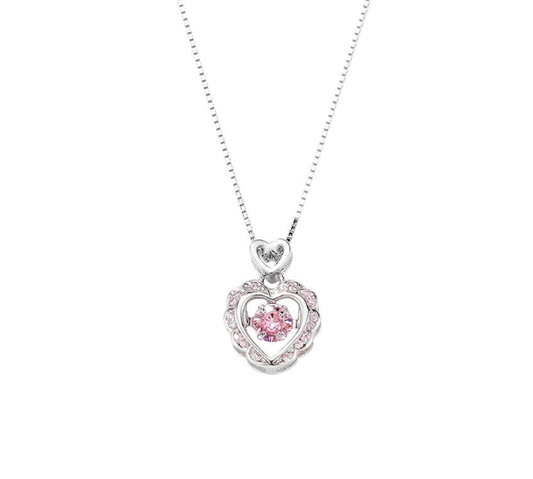 [MonoGleam] Pink Heart Titanium Pendant Necklaces