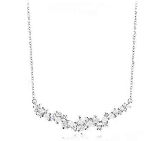 [MonoGleam]Floral Zircon Silver Necklaces