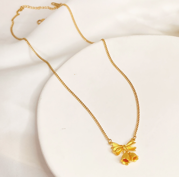 [MonoGleam] Gold-Plated Lily of the Valley Necklaces – Elegant Flower Pendant Jewelry