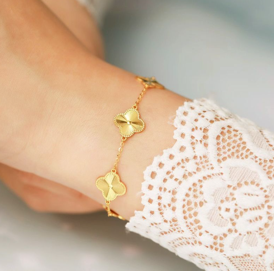 [MonoGleam]Gold-Plated Clover Bracelets