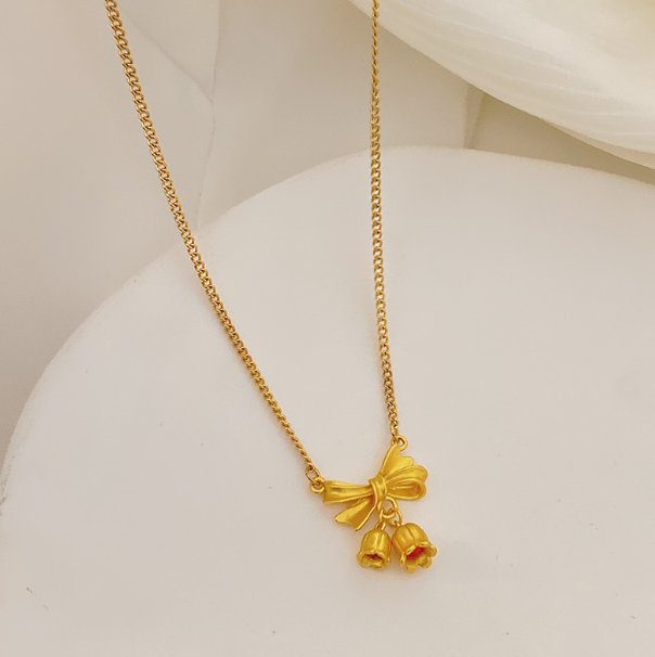 [MonoGleam] Gold-Plated Lily of the Valley Necklaces – Elegant Flower Pendant Jewelry