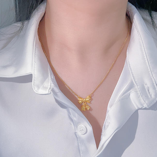 [MonoGleam] Gold-Plated Lily of the Valley Necklaces – Elegant Flower Pendant Jewelry