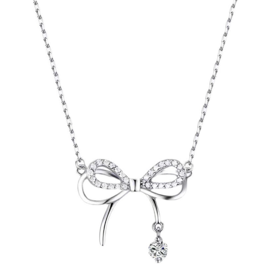 [MonoGleam]S925 Silver Ribbon Necklaces – Timeless Elegance - BestSeller Edition